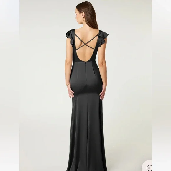 Azazie Vero Black Maxi Dress 16 NWT - Picture 3 of 7